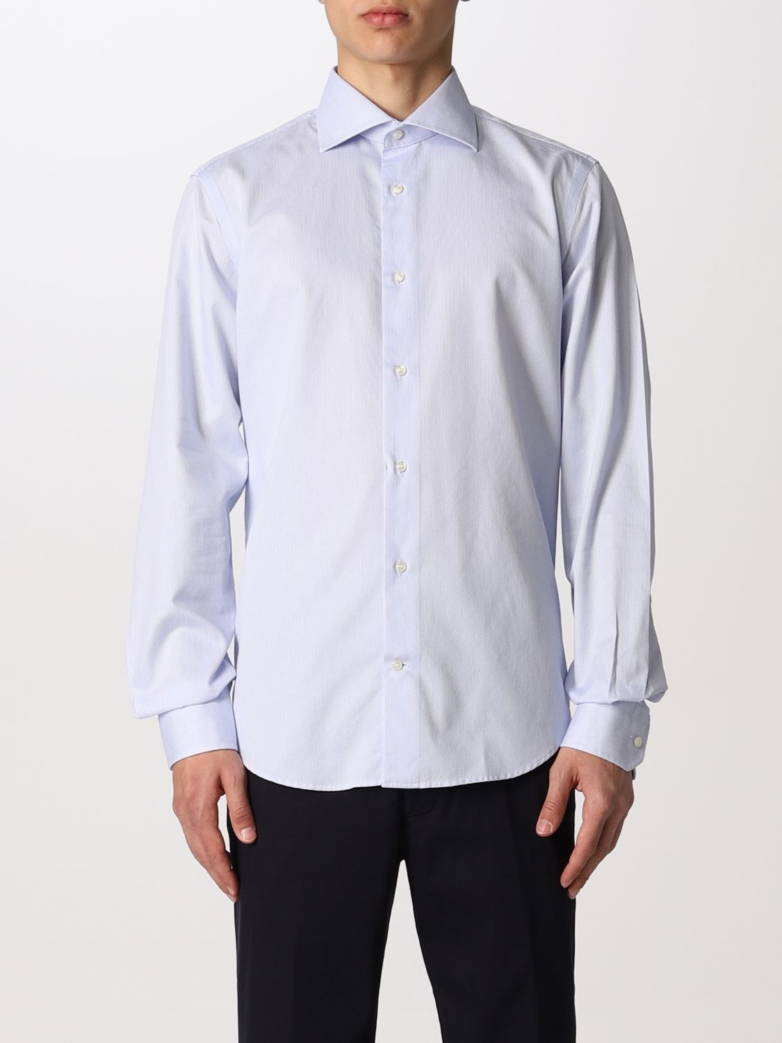 Boggi Milano Shirt In Cotton Twill In Blue | ModeSens