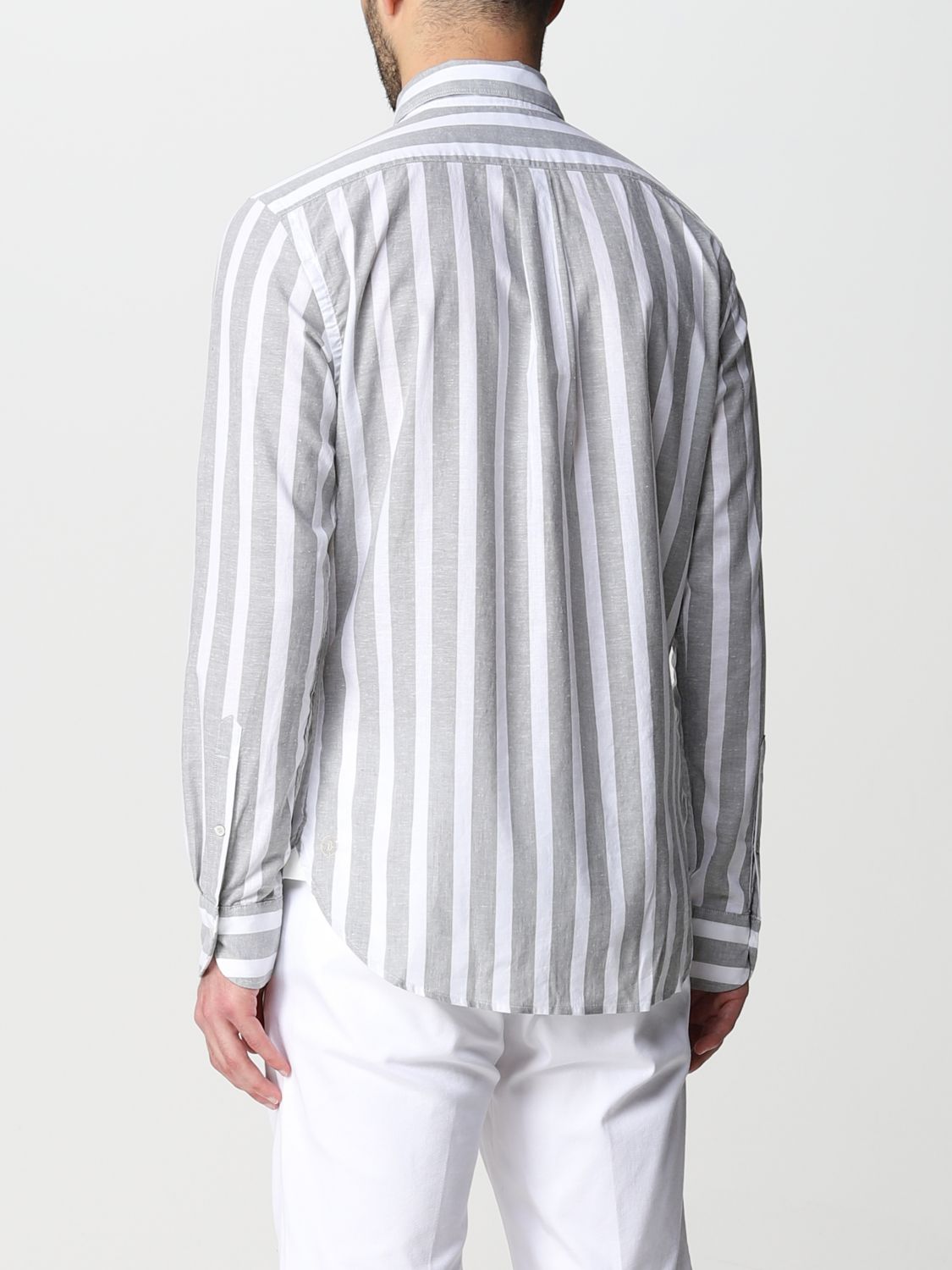 BOGGI MILANO: striped cotton and hemp shirt | Shirt Boggi Milano Men ...