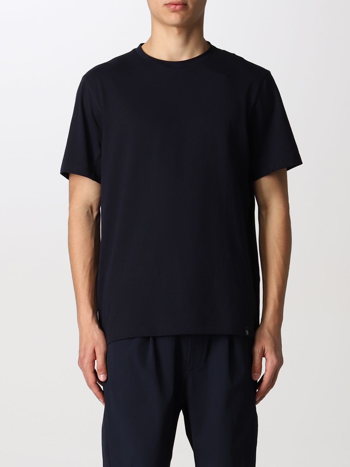 BOGGI MILANO: T-shirt in eco-sustainable performance pique - Navy ...
