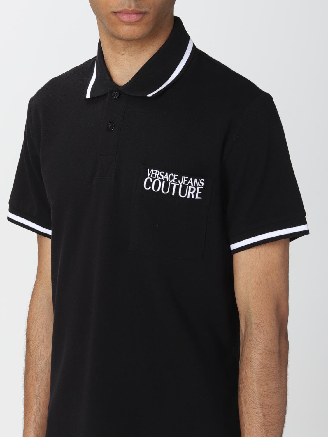 versace jeans couture logo polo t shirt black