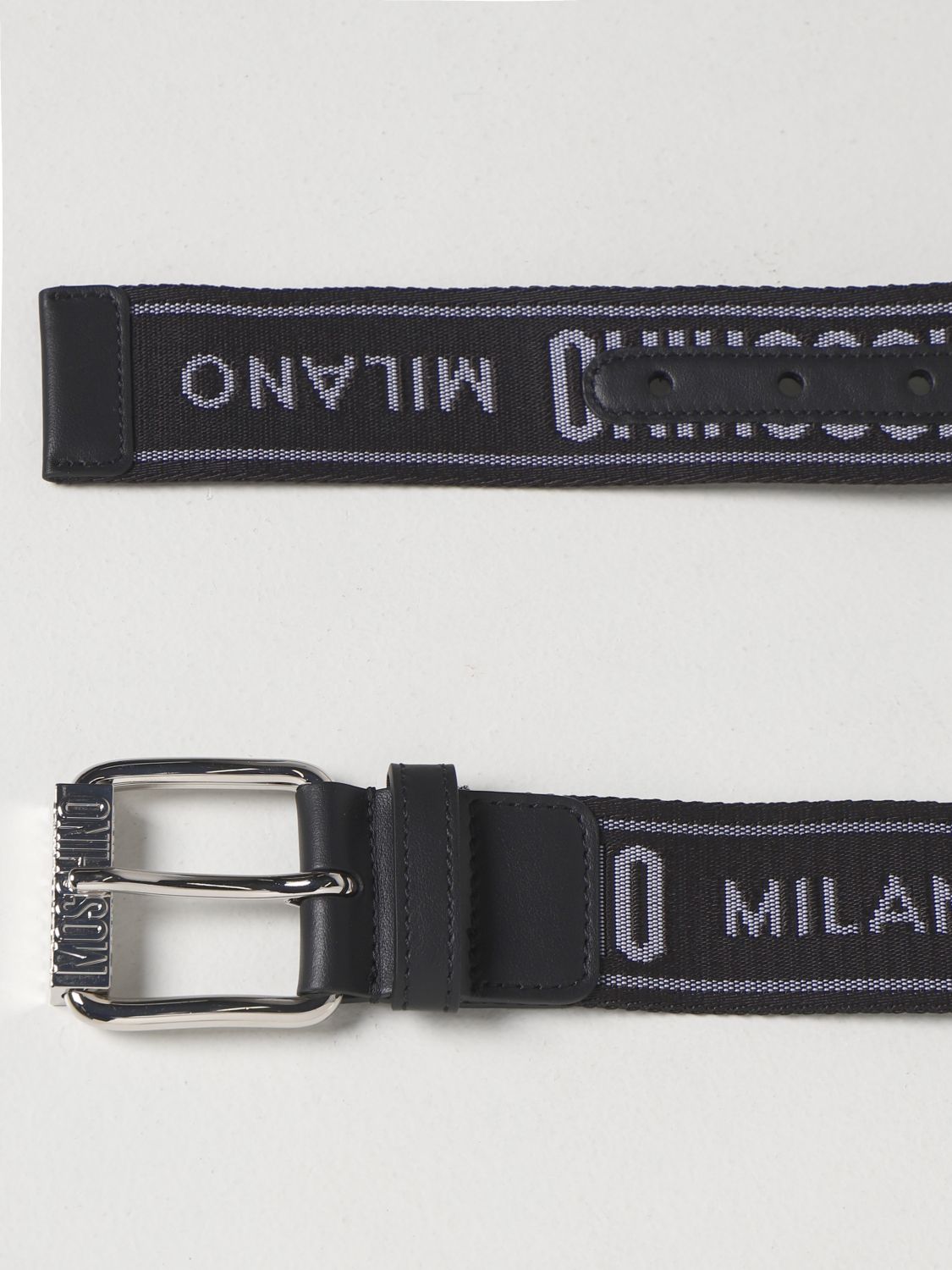 Belt Moschino Couture: Moschino Couture canvas belt with logo black 2
