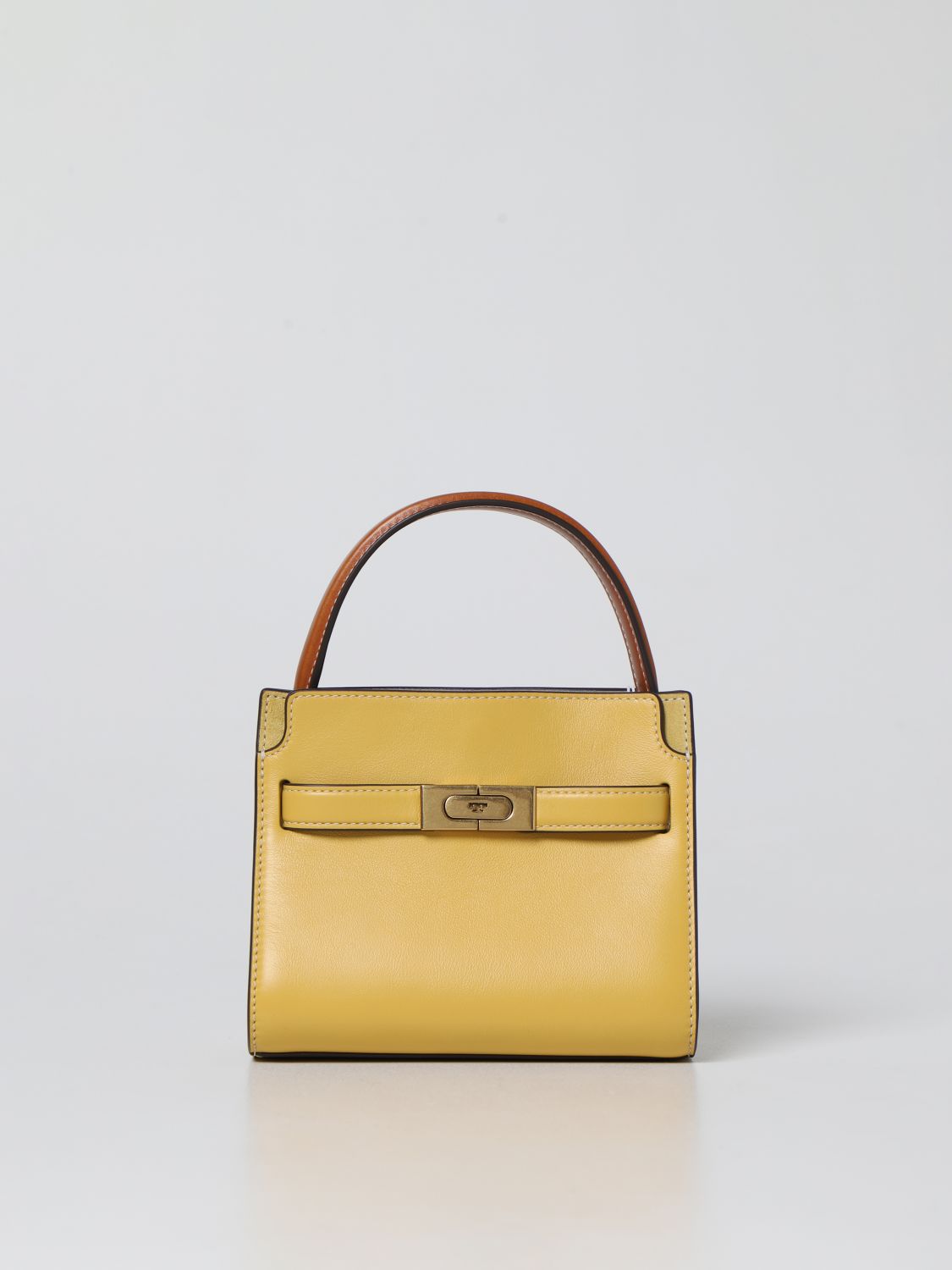 TORY BURCH: Petite Double Lee Radziwill bag in smooth leather and suede -  Yellow