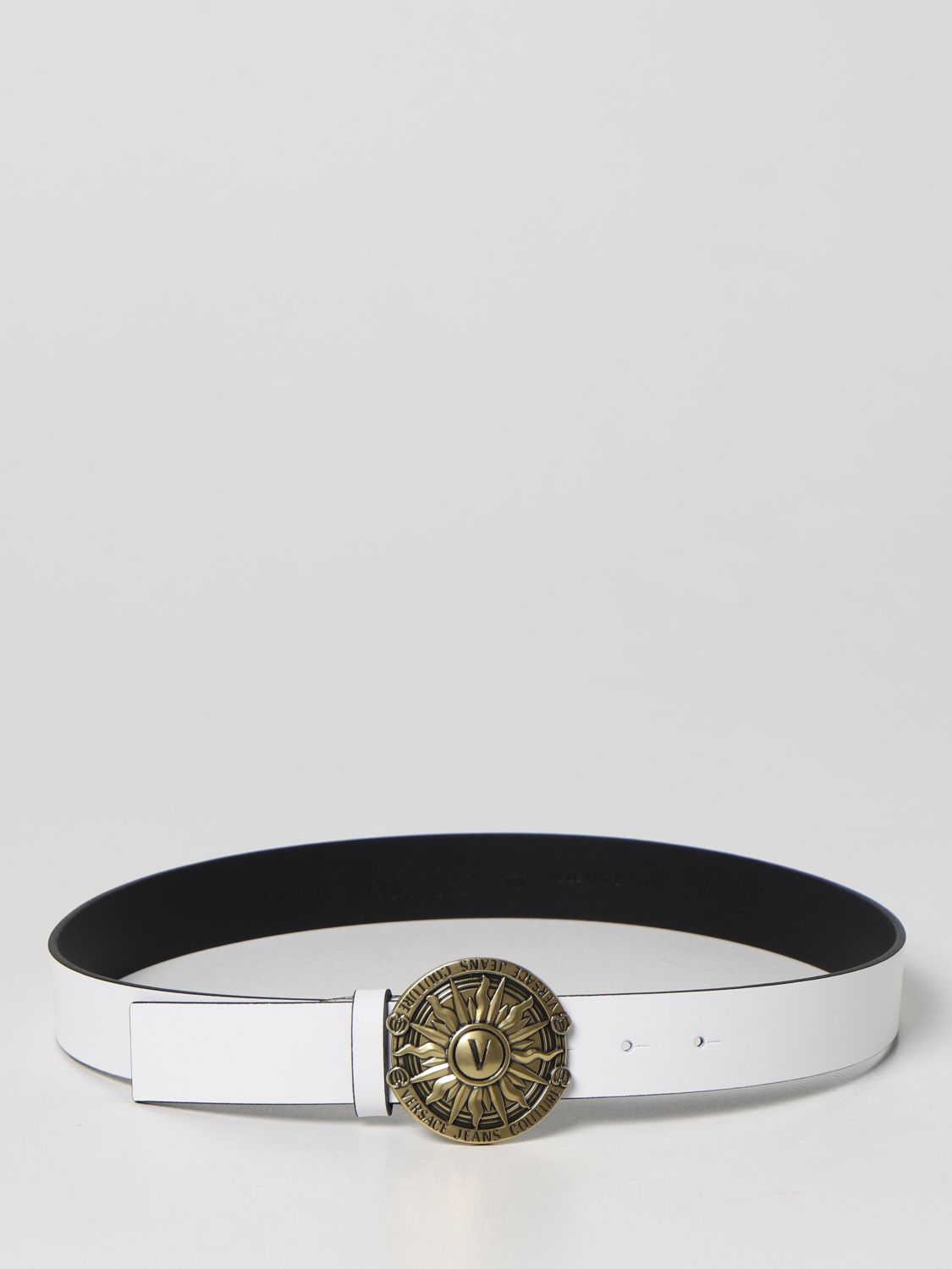 VERSACE JEANS COUTURE: leather belt - White | Versace Jeans Couture ...