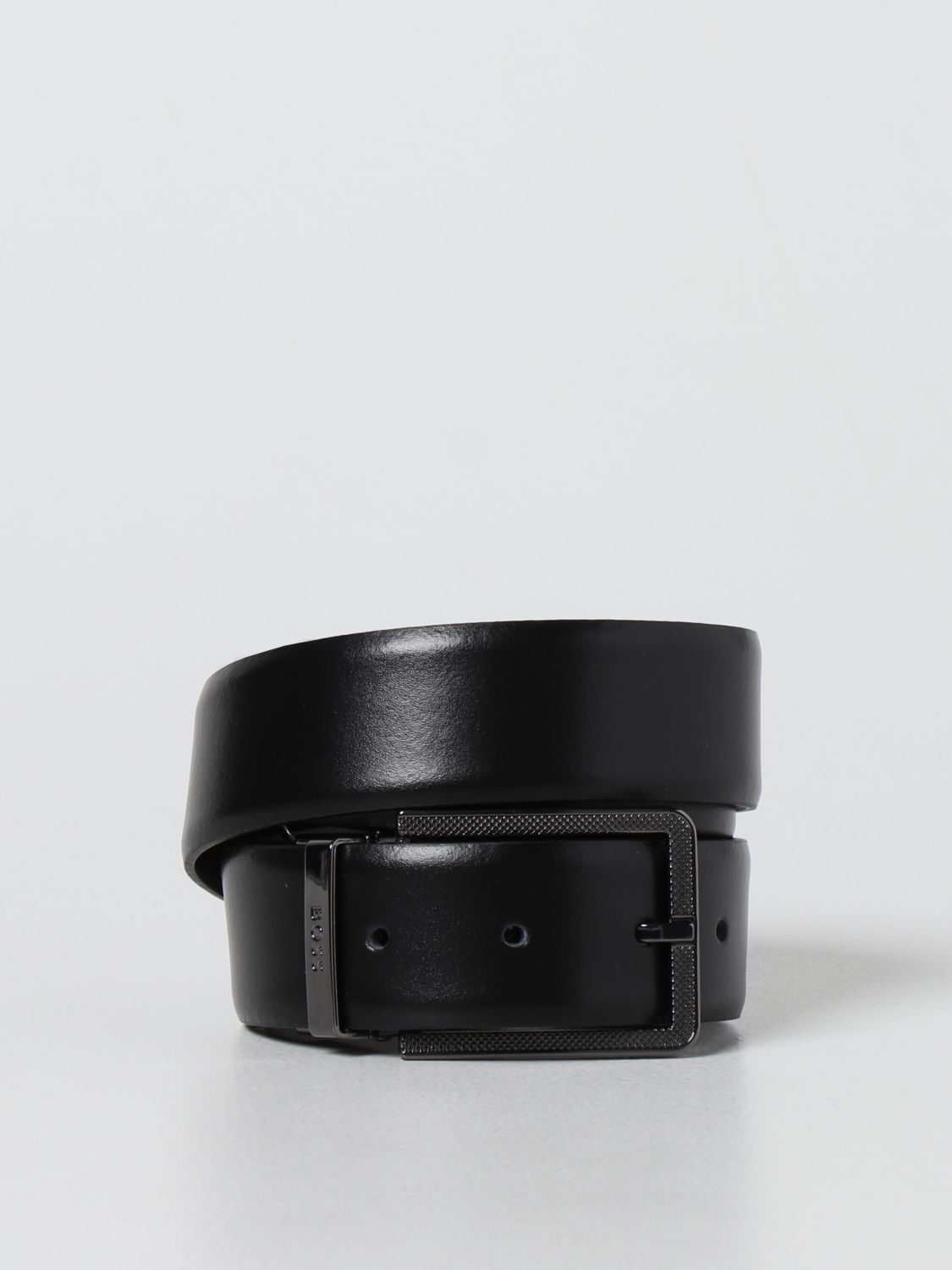 ボス メンズ BLACK Belt Leather Textured アクセサリー ベルト 驚きの価格が実現 ベルト