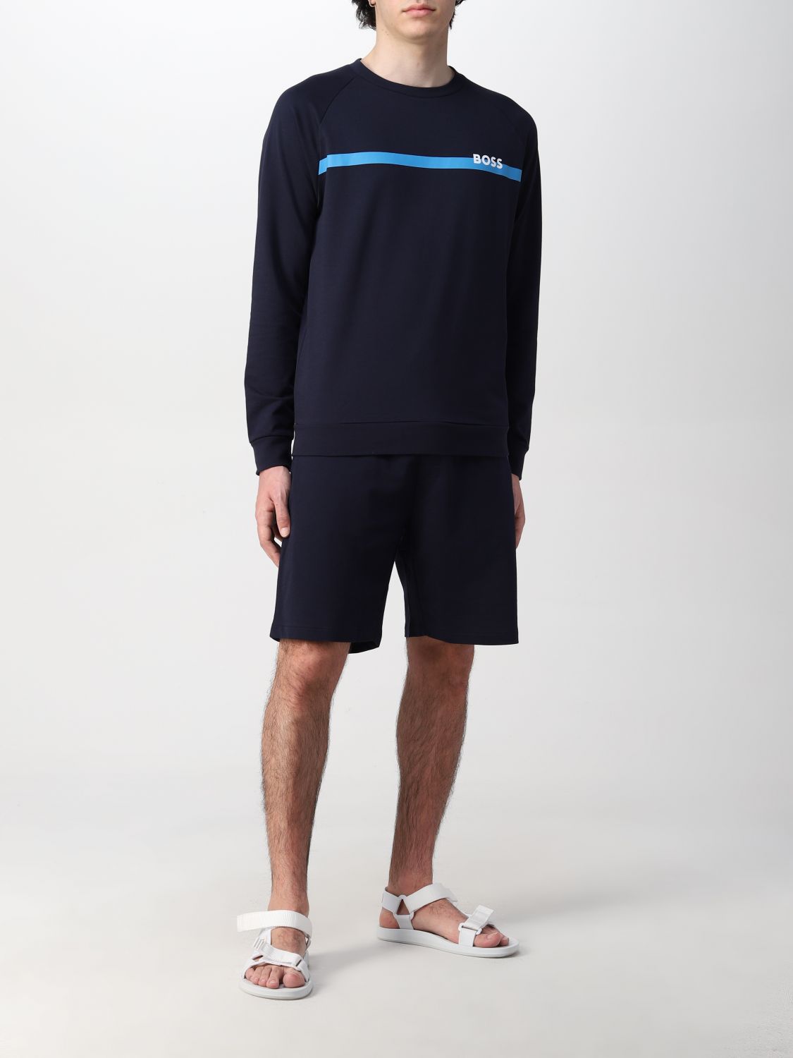 Sweatshirt Boss: Boss cotton jumper with logo blue 2