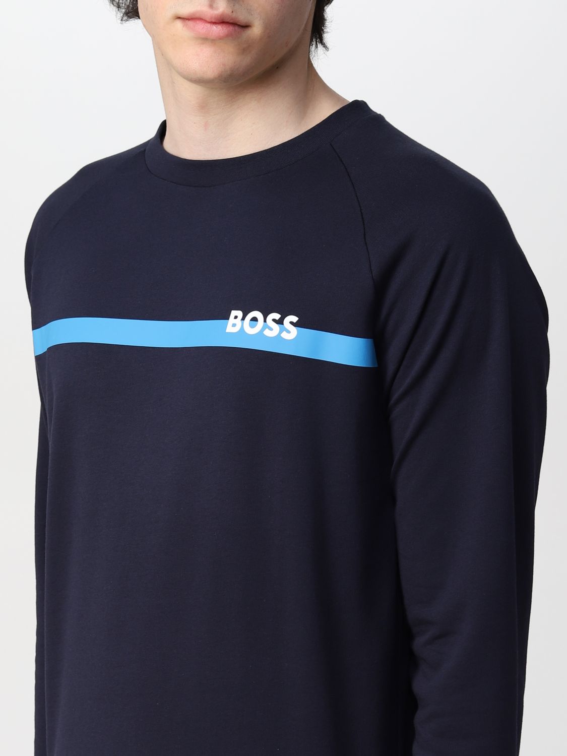 Sweatshirt Boss: Boss cotton jumper with logo blue 4