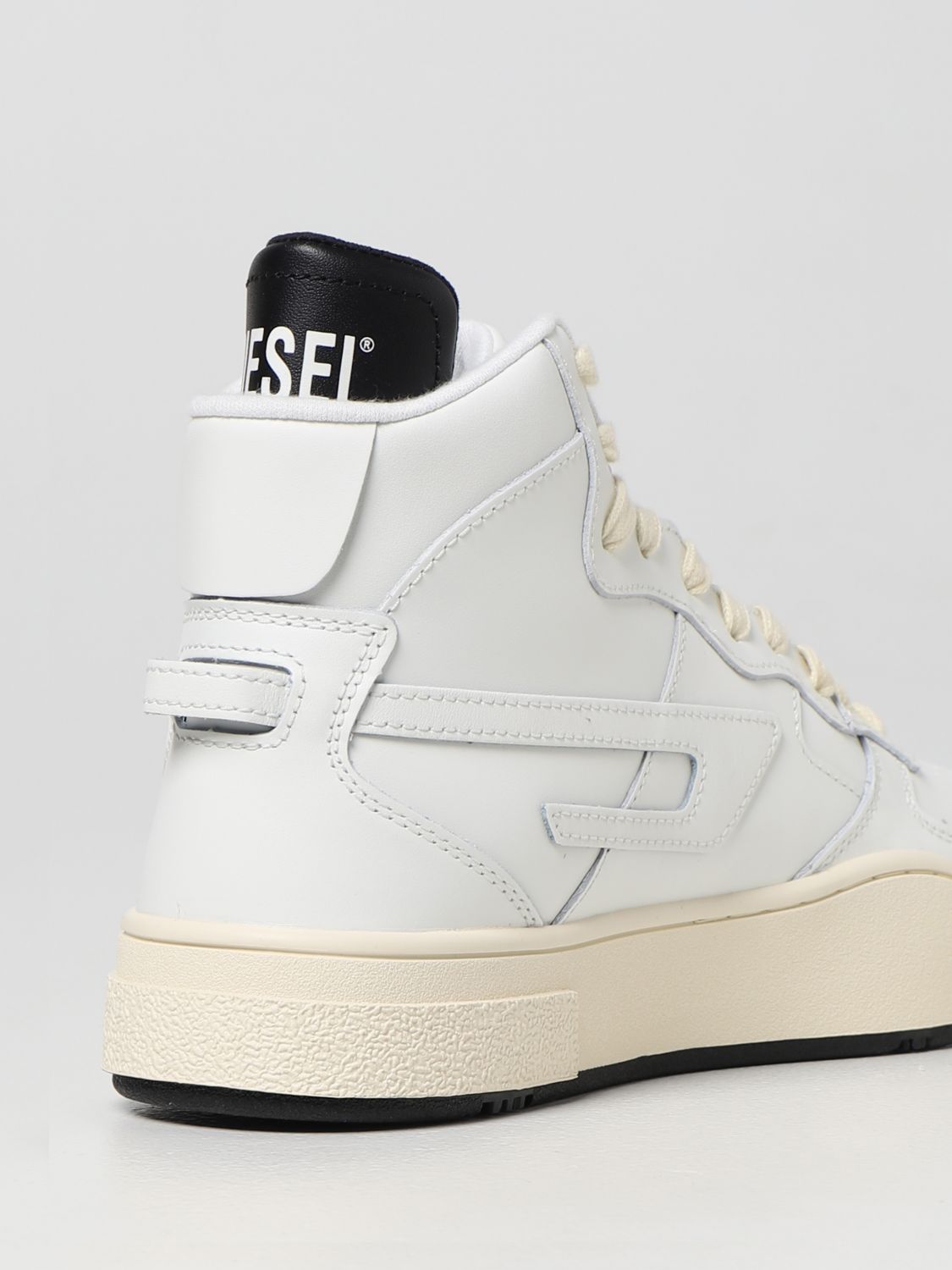 Diesel Outlet: high-top sneakers in smooth leather - White 1 | Diesel ...