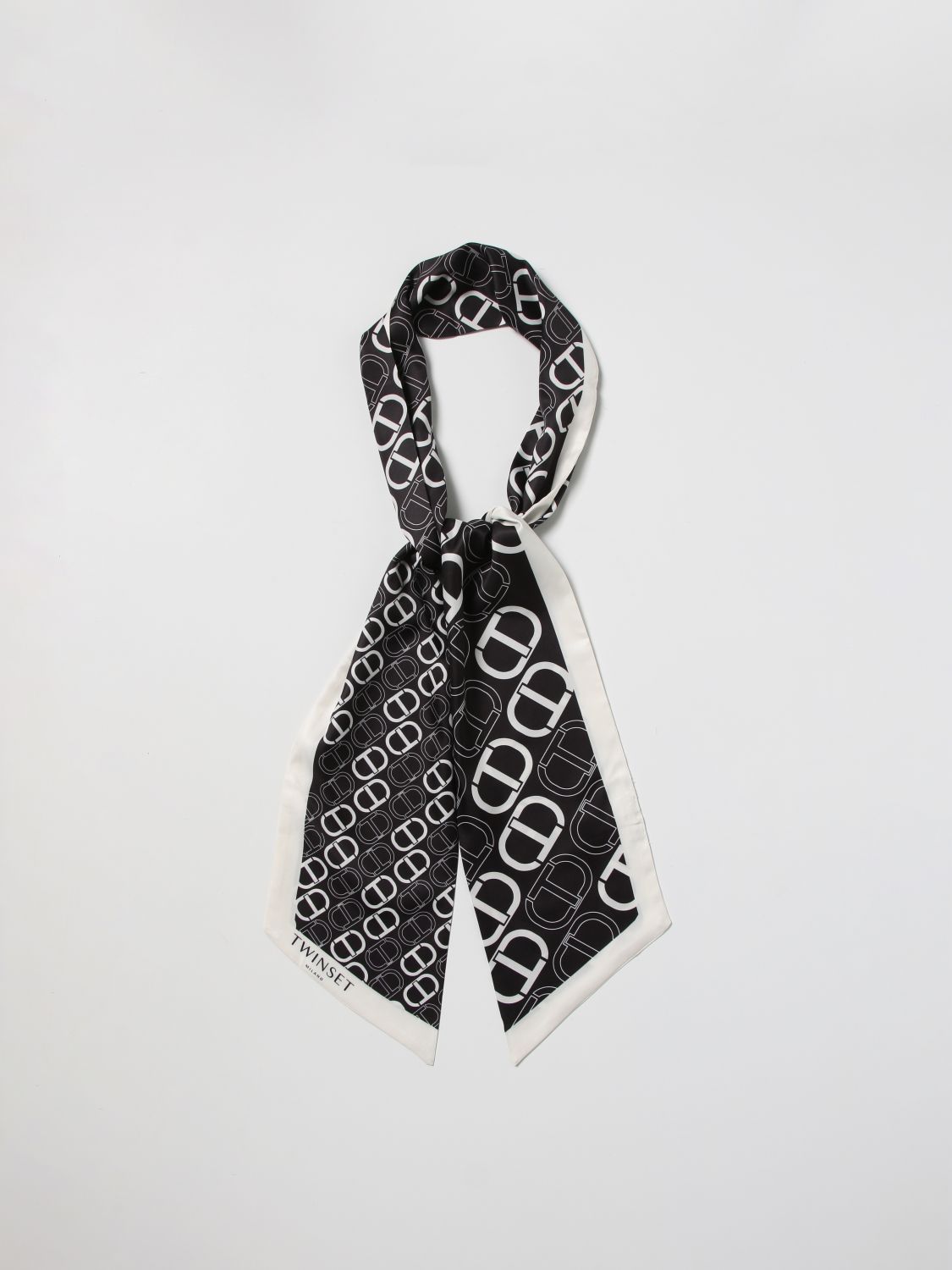 Neck scarf Twinset: Twinset scarf with all over logo black 2
