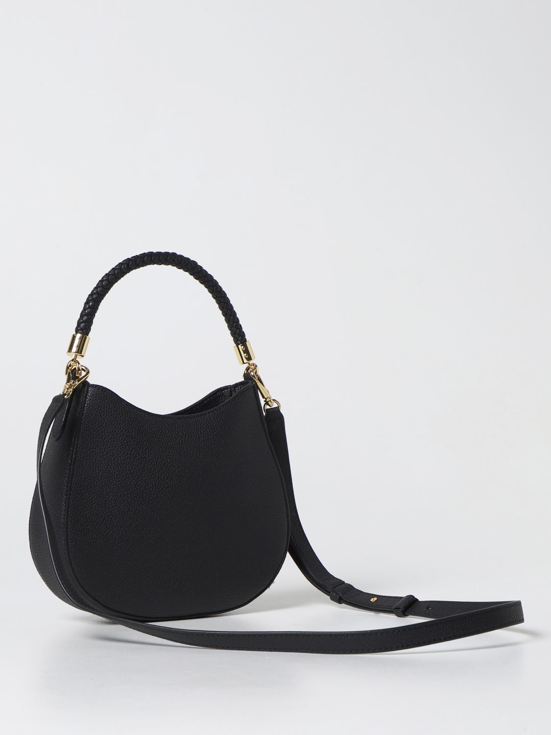 LAUREN RALPH LAUREN: hobo bag in grained leather - Black | Shoulder Bag ...