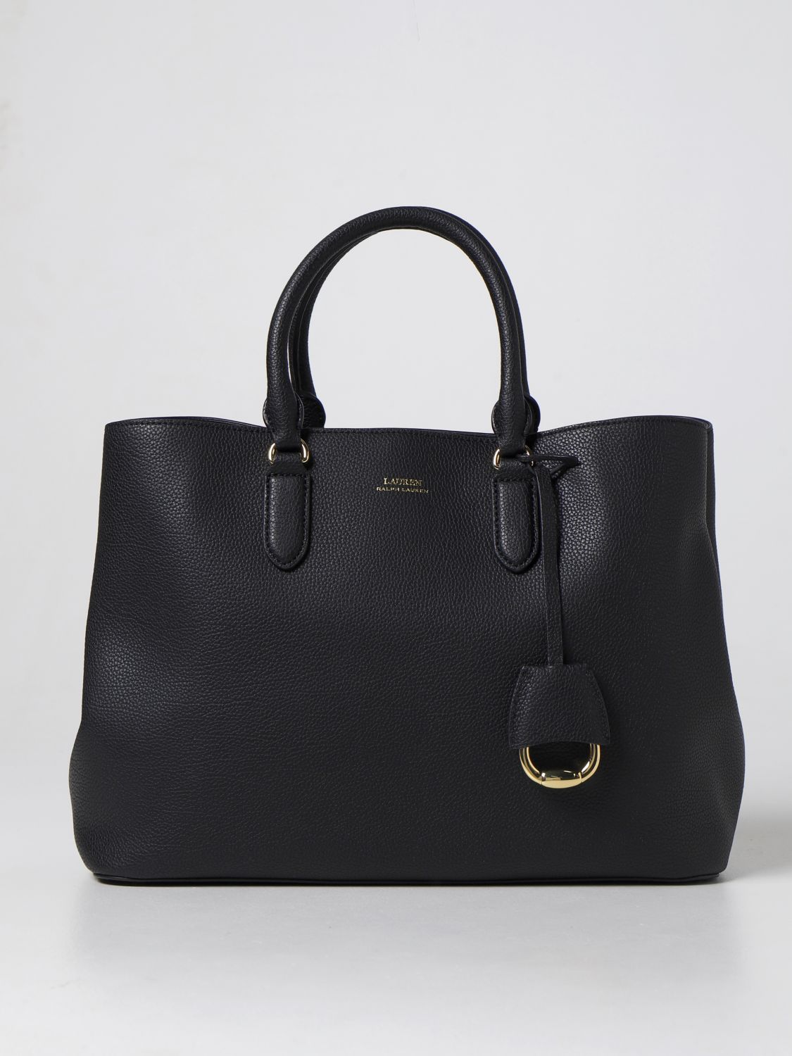 LAUREN RALPH LAUREN: tote bag in grained leather - Black | Lauren Ralph ...
