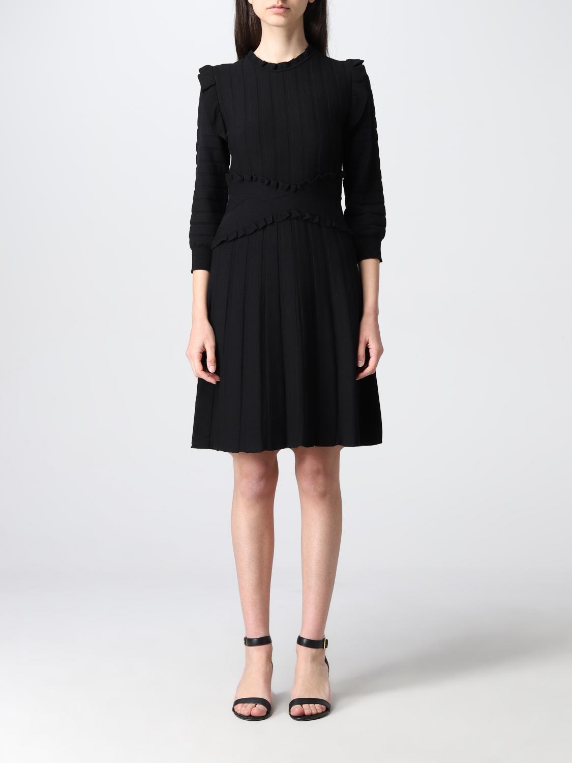 TWINSET Dress In Ribbed Stretch Viscose Black Twinset Dress