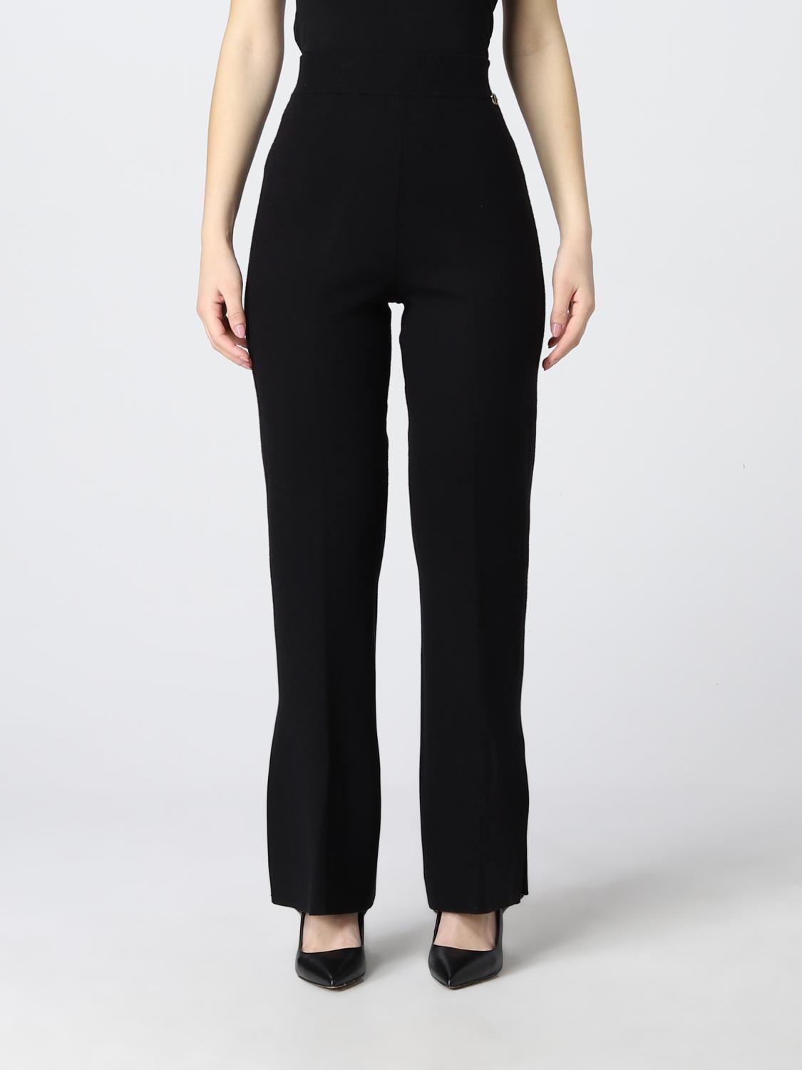 TWINSET: high-waisted trousers in viscose - Black | Twinset trousers ...