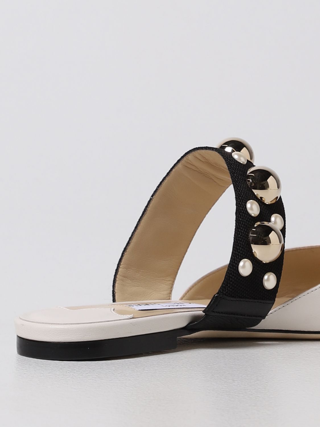 Flat shoes Jimmy Choo: Jimmy Choo Basette Nappa leather sandals white 3