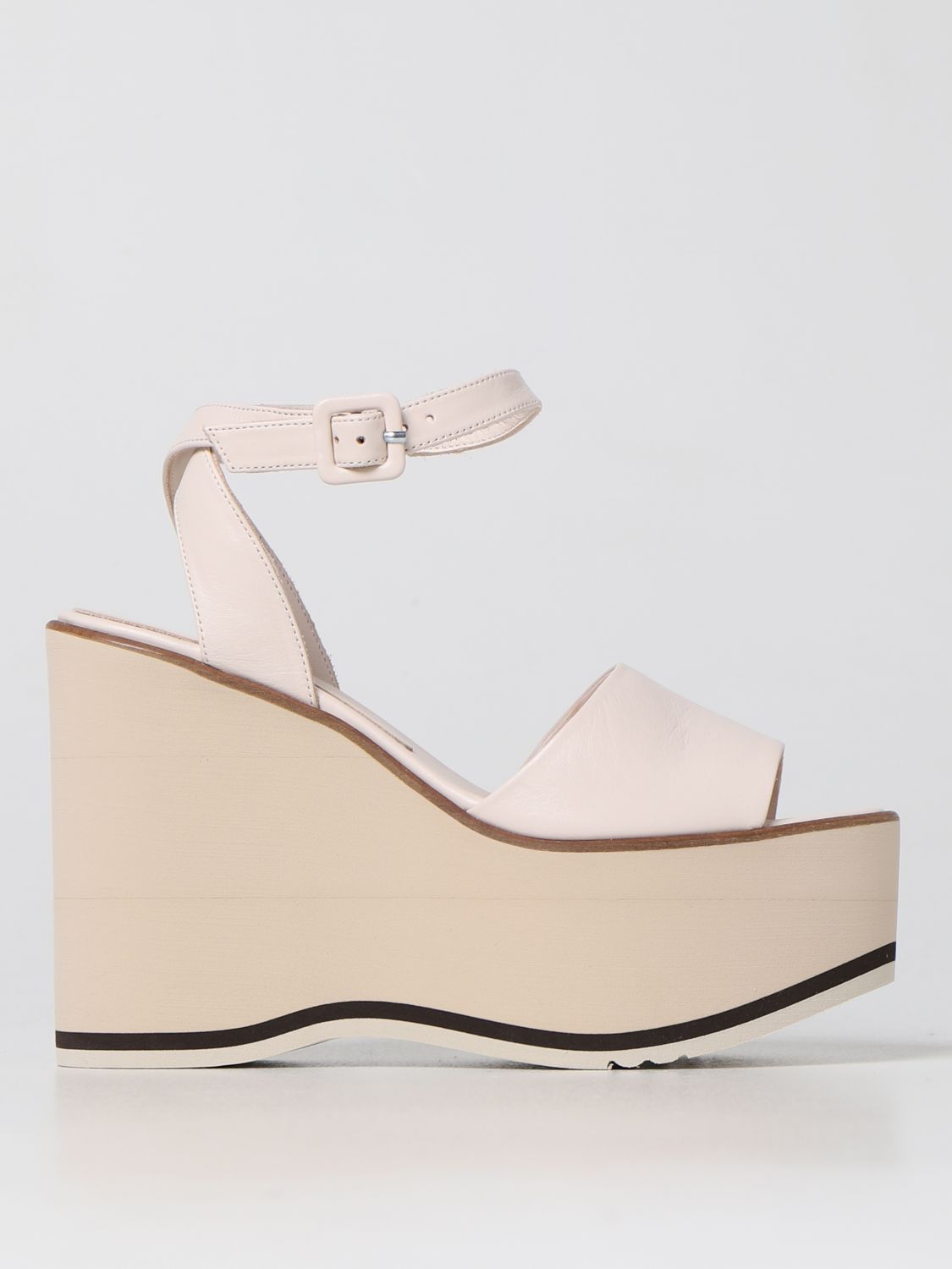 Paloma Barceló Abigail Paloma Barcelò Wedge Sandals In Leather In Ice ...