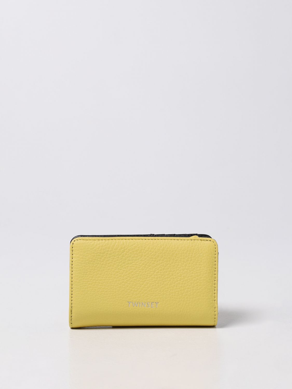 Wallet Twinset: Twinset wallet in grained synthetic leather yellow 3