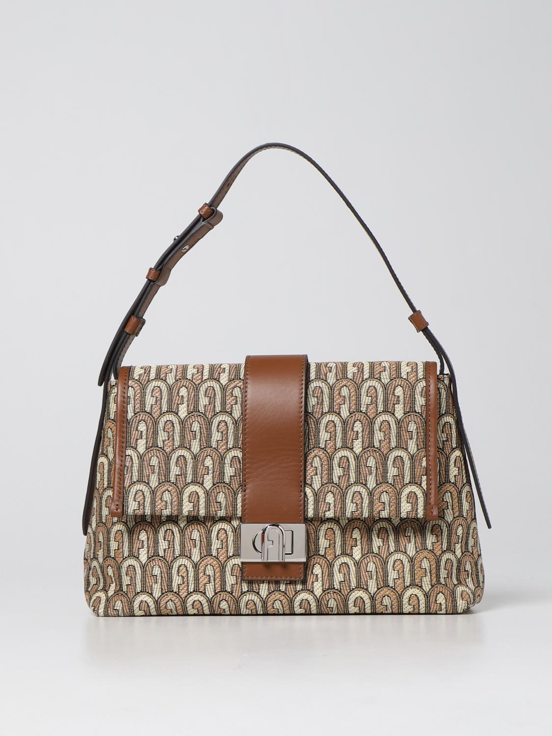 Charlie M Furla bag in jacquard canvas and leather