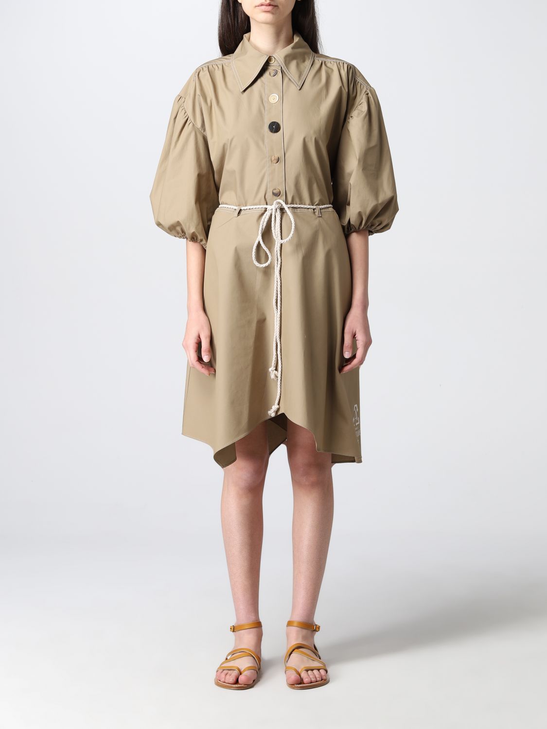 Actitude Twinset Twinsetactitude Maxi Dress In Cotton In Kaki | ModeSens