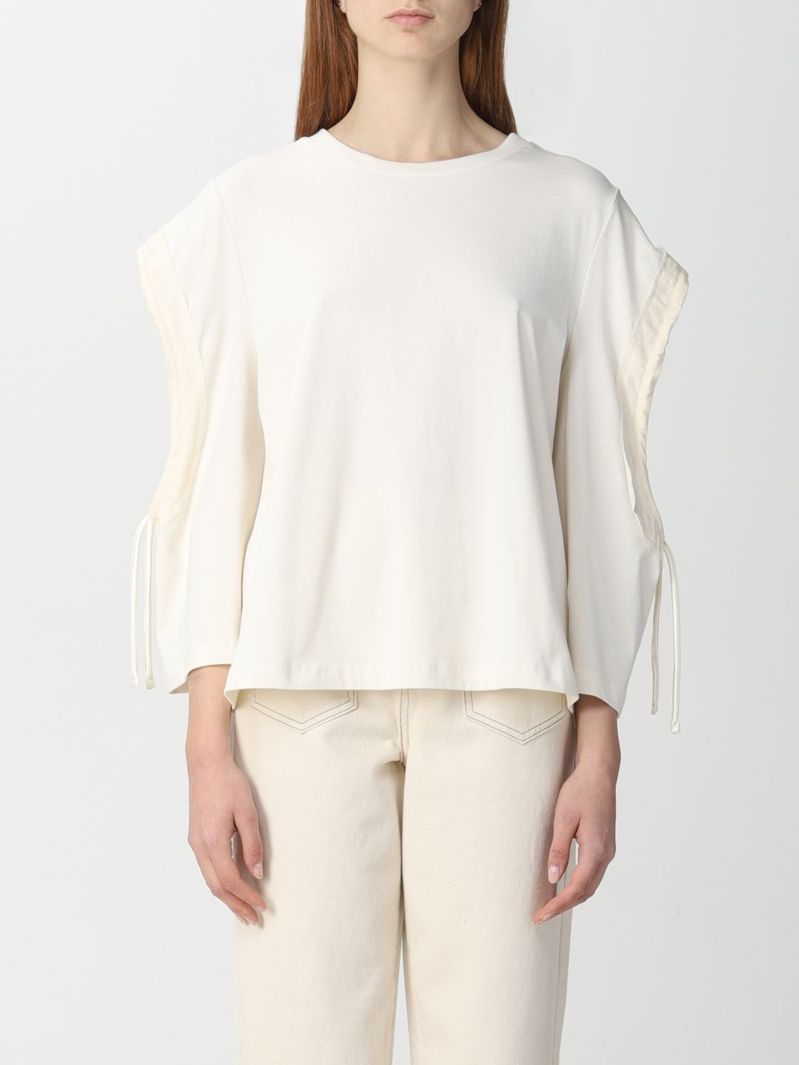 Actitude Twinset Twinset-actitude Cotton Sweatshirt With Cut-out In Yellow Cream