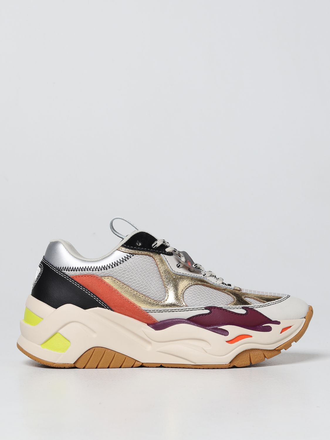 JUST CAVALLI: P1thon sneakers in leather and mesh - Multicolor | Just ...