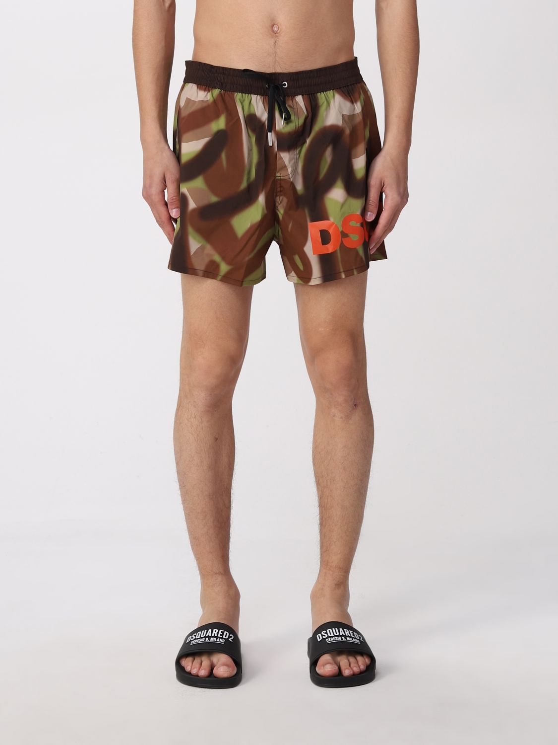 DSQUARED2: Printed boxer swimsuit - Military | Dsquared2 swimsuit ...