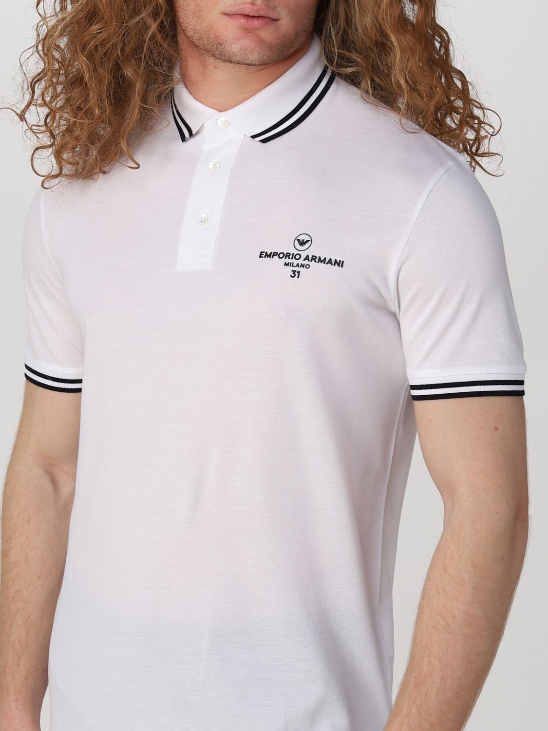 EMPORIO ARMANI: polo shirt for man - White | Emporio Armani polo shirt  3L1FAG1JTKZ online on 