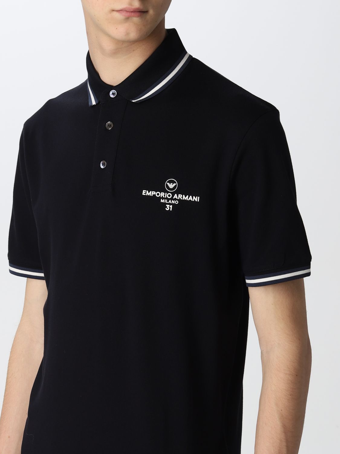 EMPORIO ARMANI: polo shirt for men - Navy | Emporio Armani polo shirt  3L1FAG1JTKZ online on 