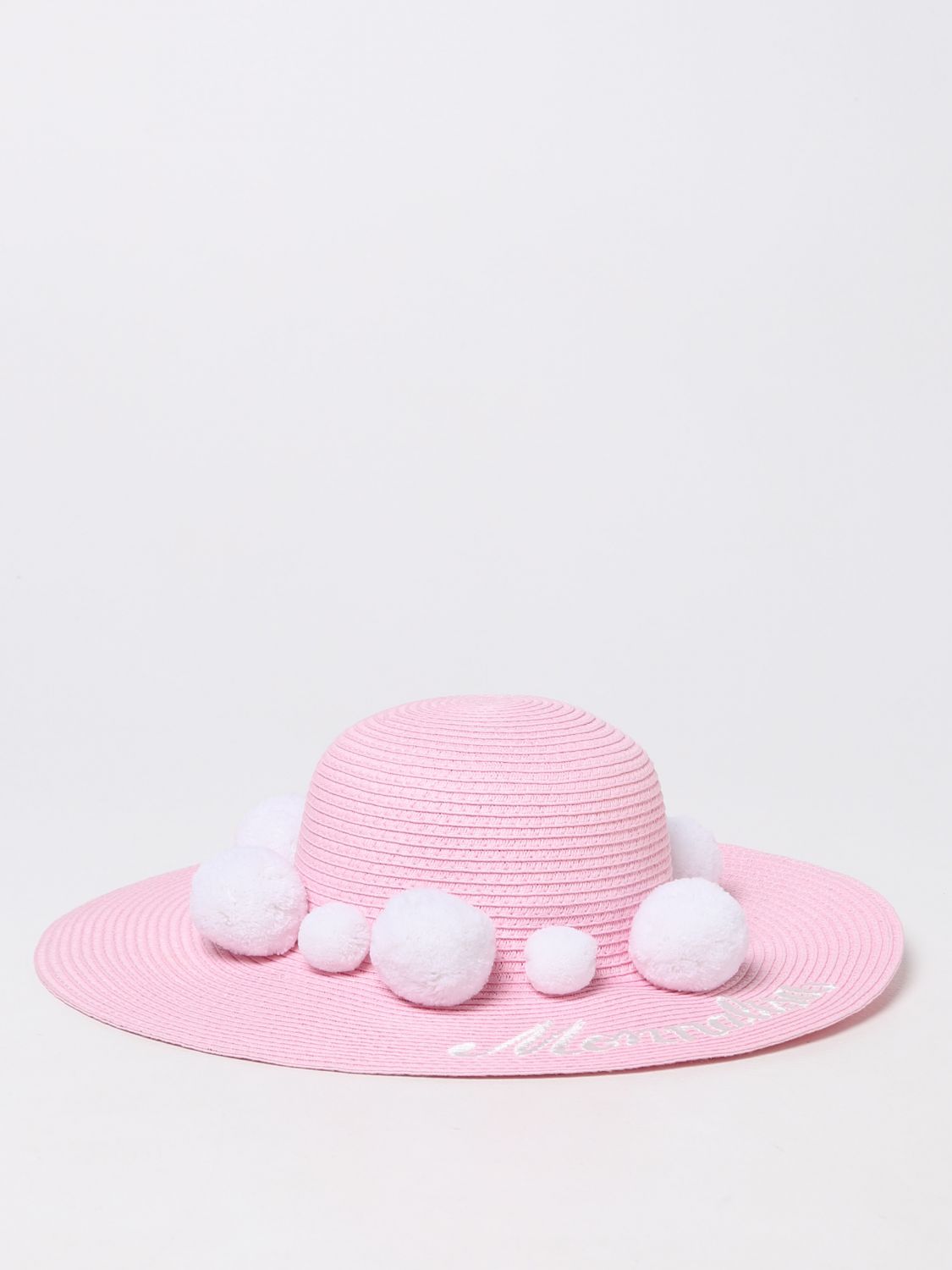 Cappello bimba Monnalisa: Cappello di paglia Monnalisa a tesa larga rosa 1