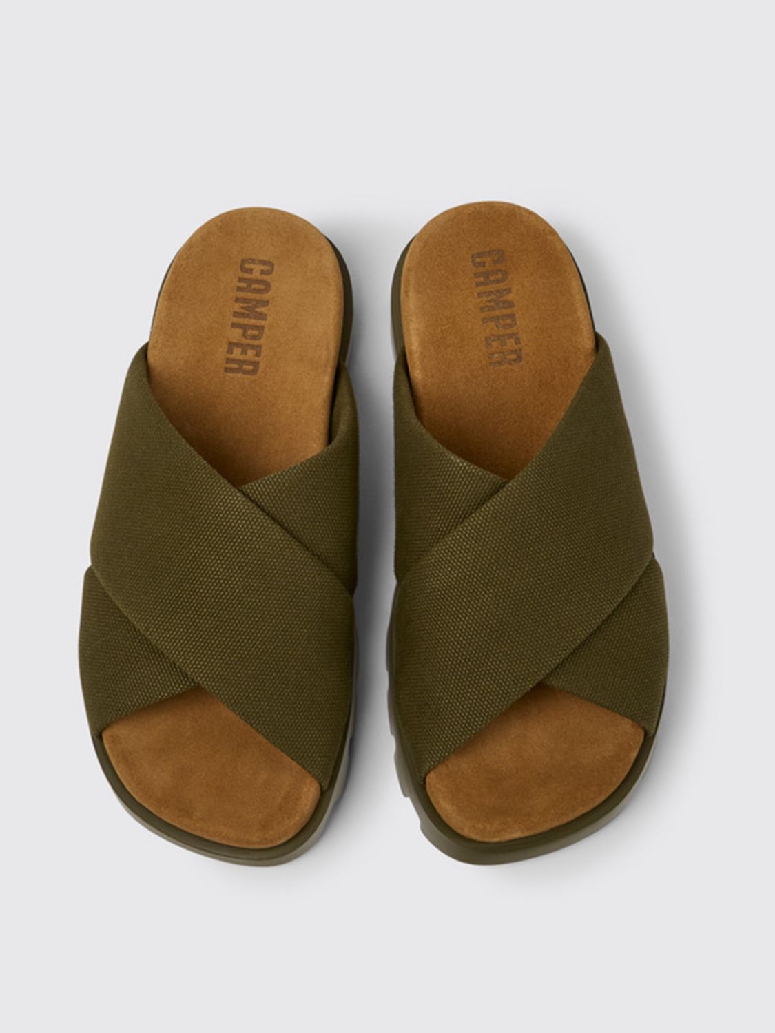 CAMPER: Brutus sandals in cotton - Green Camper flat sandals K201322-005 BRUTUS SANDAL online on GIGLIO.COM