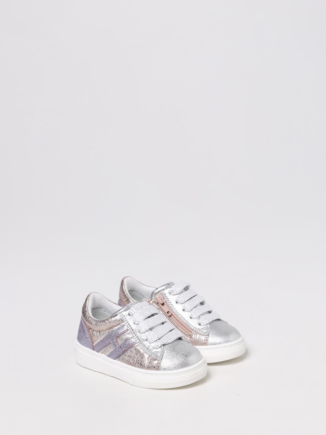 HOGAN: Sneakers J340 in pelle laminata - Oro Rosa | Scarpe Hogan  HXT3400K390NLV GIGLIO.COM