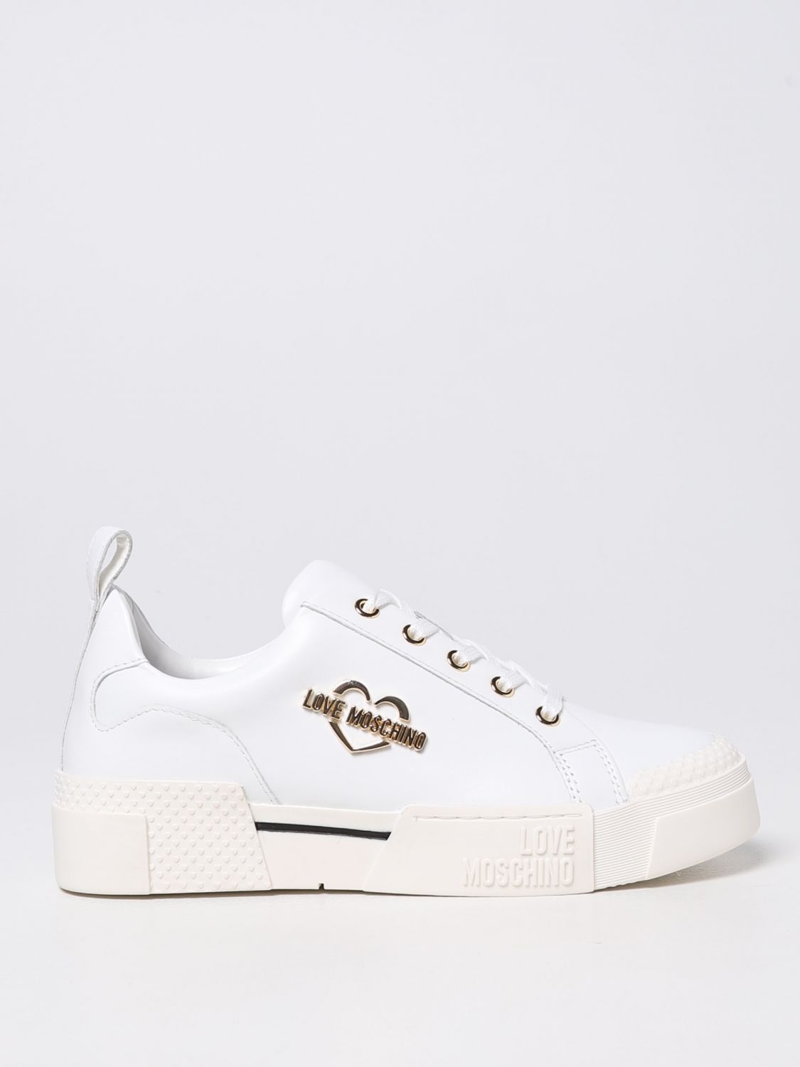 LOVE MOSCHINO: sneakers in leather - White | Love Moschino sneakers ...