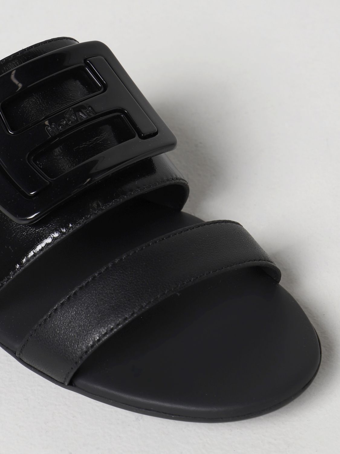Hogan HOGAN chaussures femme Valencia black leather slide sandal HXW1330BI90IWEB999 