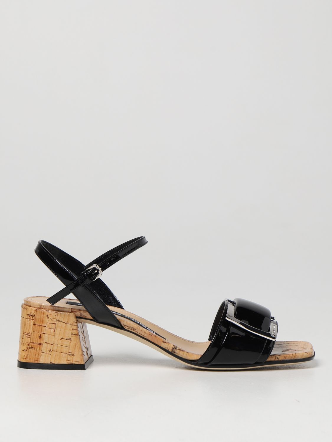 SERGIO ROSSI: Prince patent leather heeled sandals - Black | Sergio ...