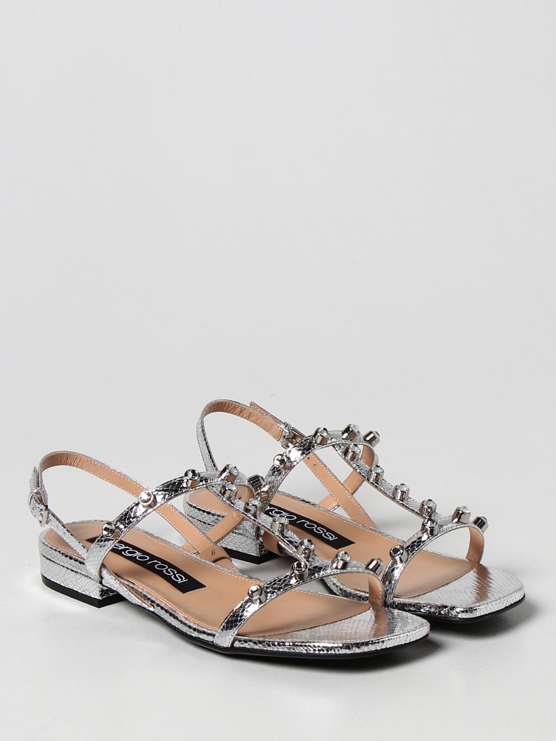 Flat sandals Sergio Rossi: Sergio Rossi Sr1 sandals with crystals silver 2
