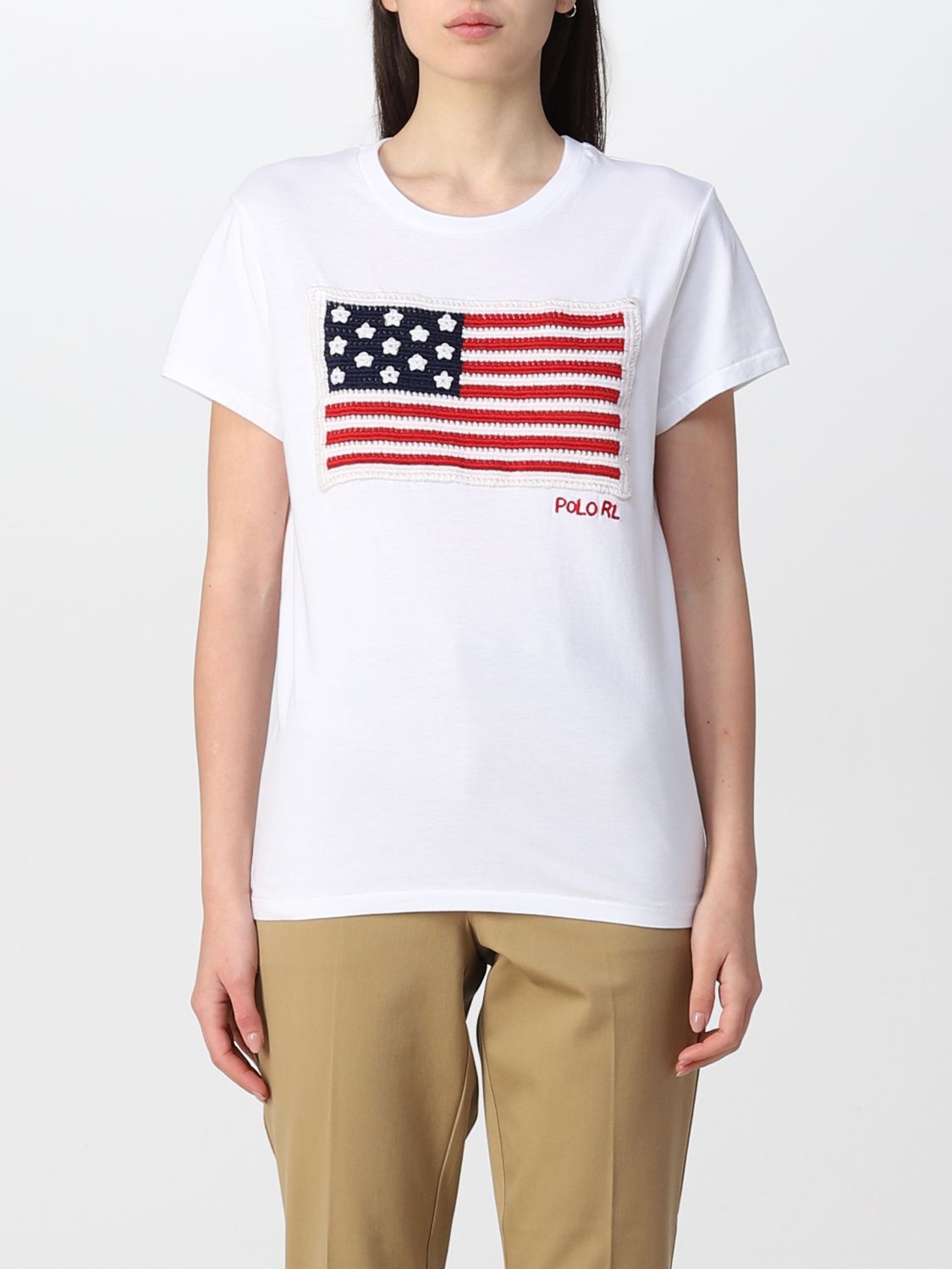 POLO RALPH LAUREN: flag T-shirt - White | Polo Ralph Lauren t-shirt  211863300 online on 