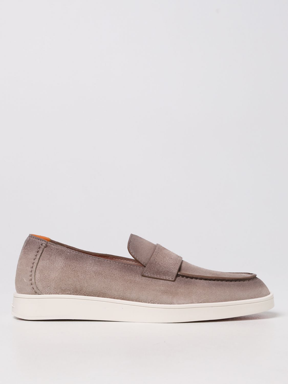 SANTONI: moccasin in worn suede - Beige | Santoni loafers ...