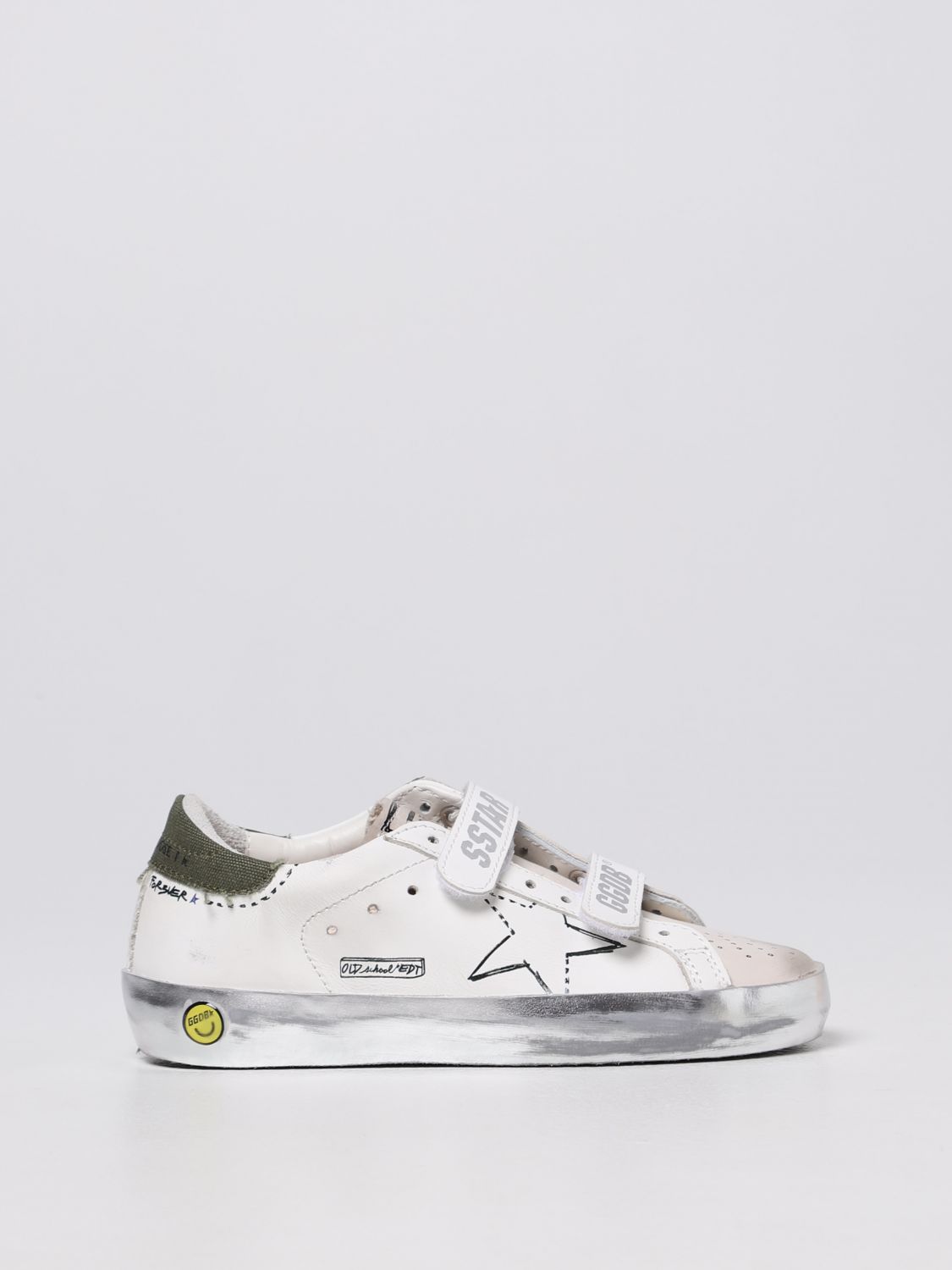 Golden Goose Kids' Old School  Trainers In Worn Leather In White