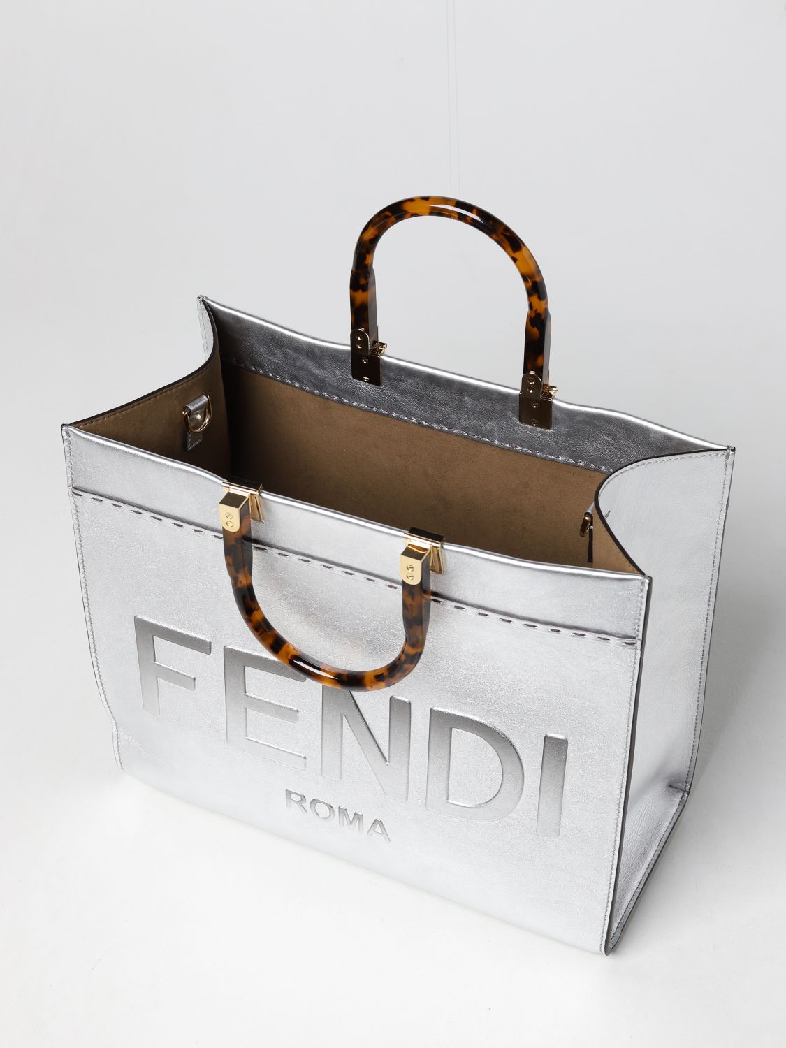 Сумка-тоут Fendi: Наплечная сумка Женское Fendi серебряный 5