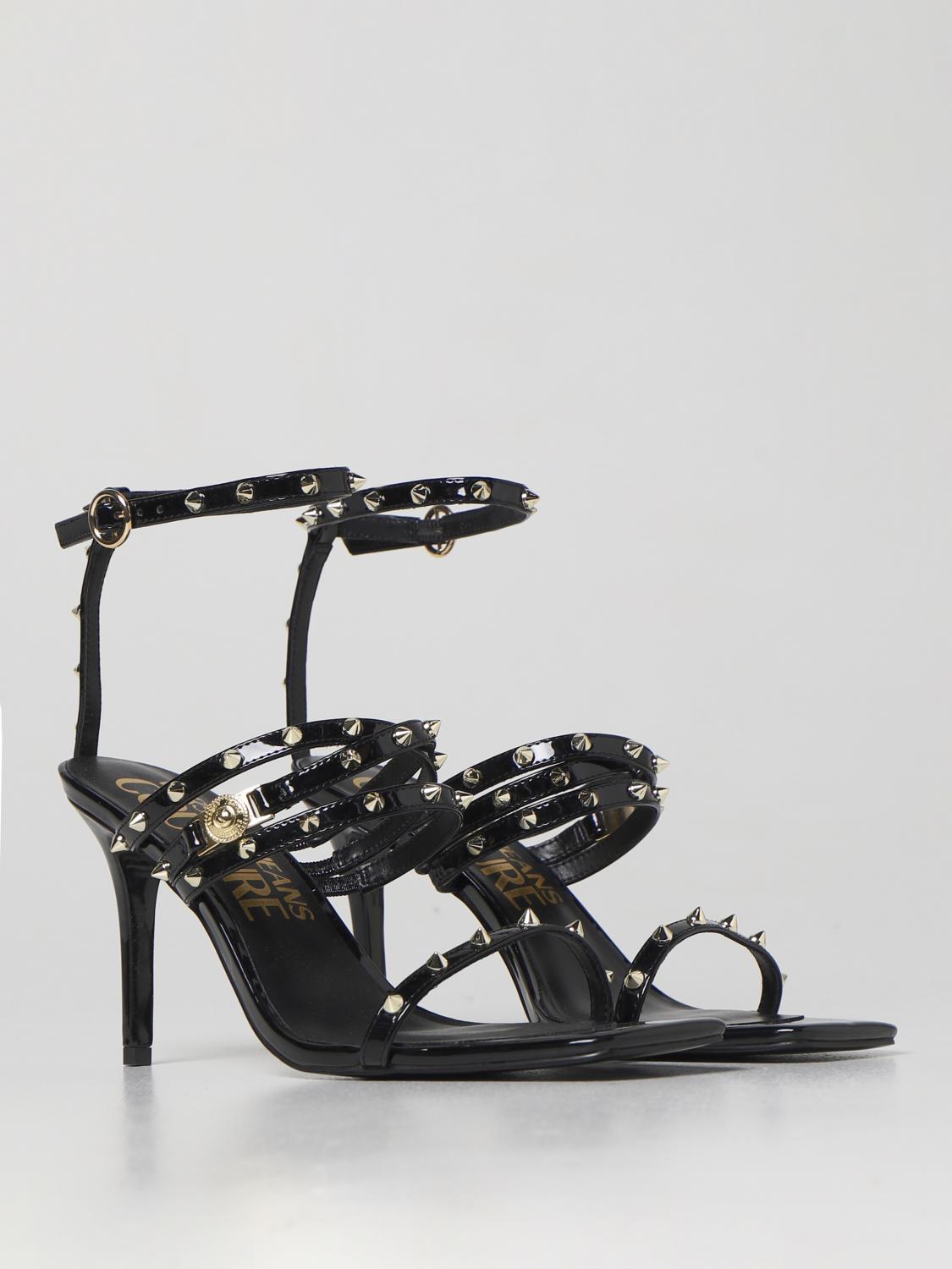 VERSACE JEANS COUTURE: Sandalo con borchie - Nero | Sandali Con Tacco Versace  Jeans Couture 72VA3S7271978 GIGLIO.COM