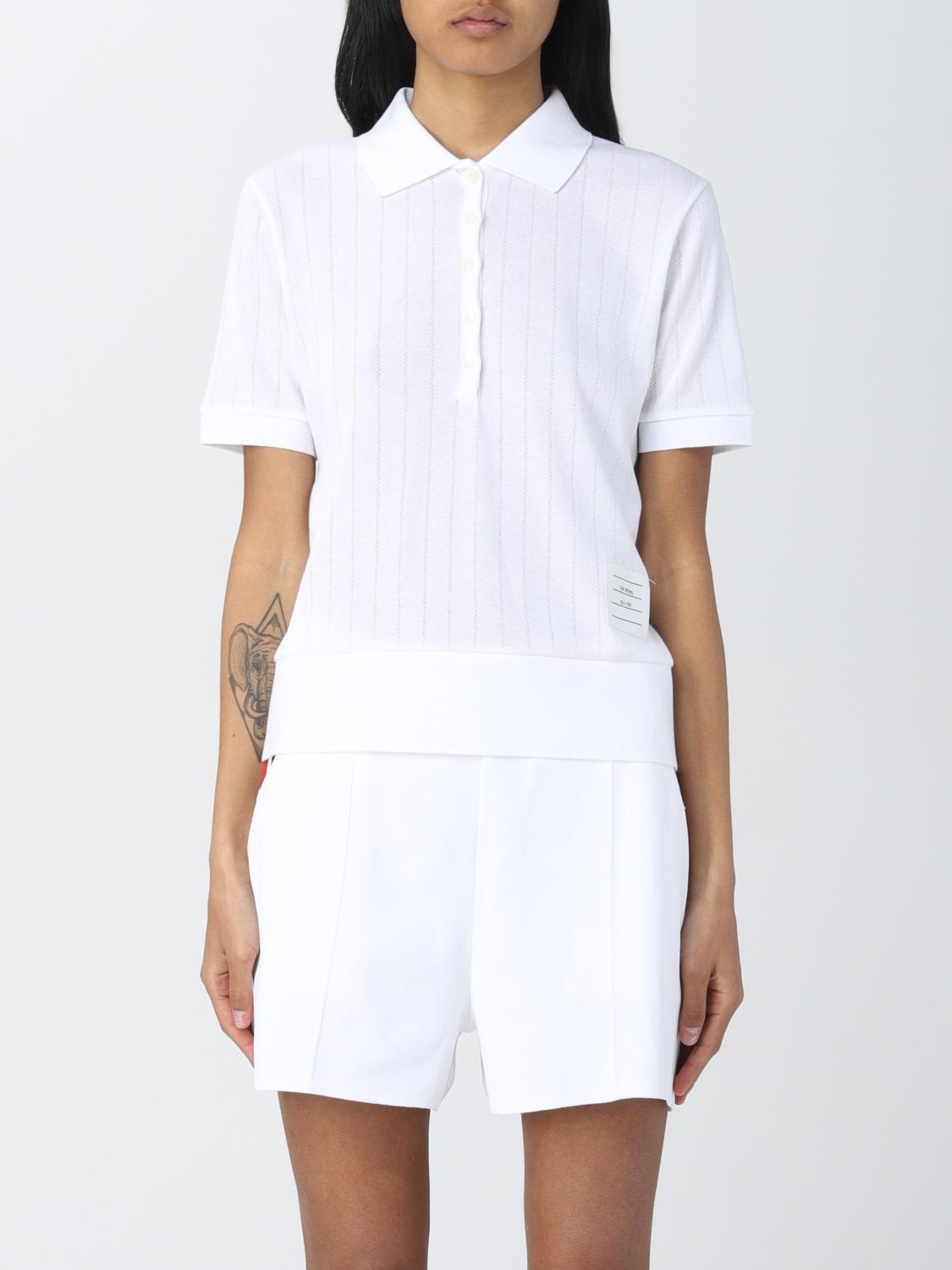 THOM BROWNE: polo shirt for woman - White | Thom Browne polo shirt ...