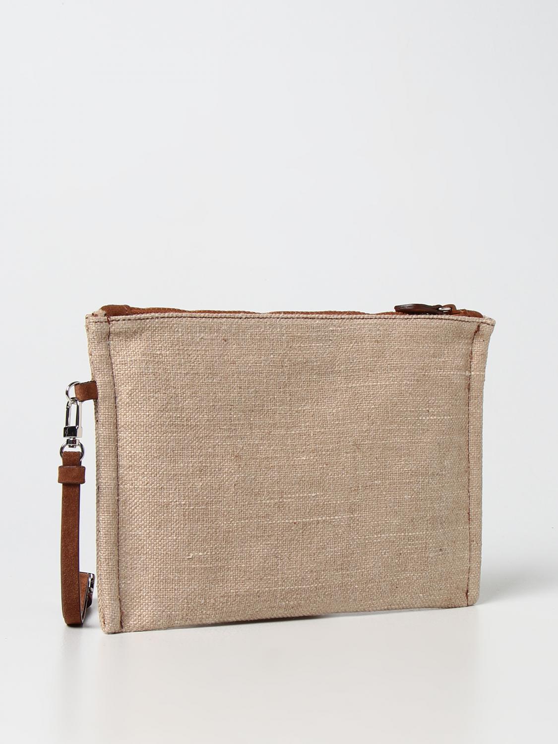 ELEVENTY: Pochette in canapa con logo - Sabbia | Portadocumenti Eleventy  E72BORE10TES0E153 GIGLIO.COM
