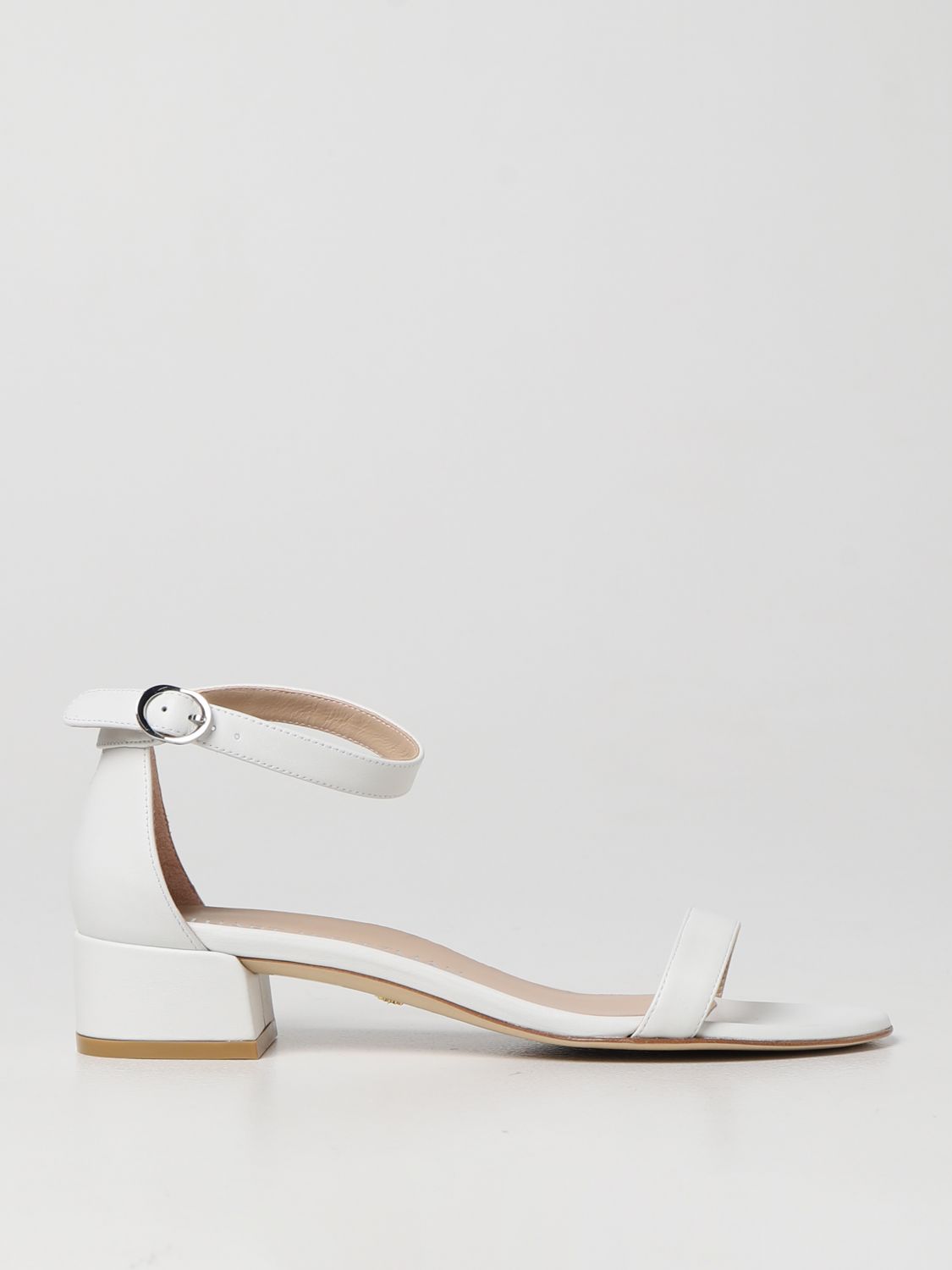 Stuart Weitzman Sandals In Smooth Leather In White
