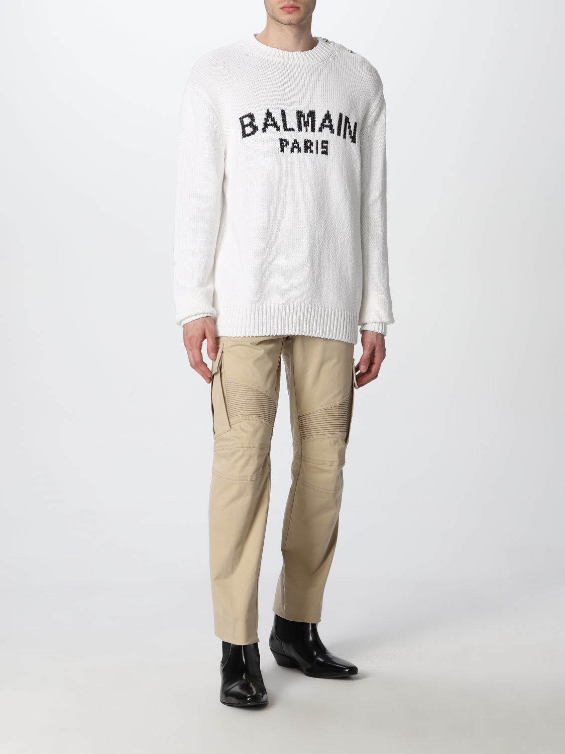opføre sig landdistrikterne tempo BALMAIN: cotton pants - Beige | Balmain pants XH1MH015CB88 online on  GIGLIO.COM