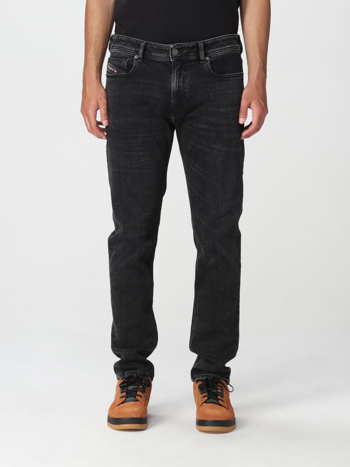 DIESEL: jeans in washed denim - Black | Diesel jeans A0359509C23 online ...