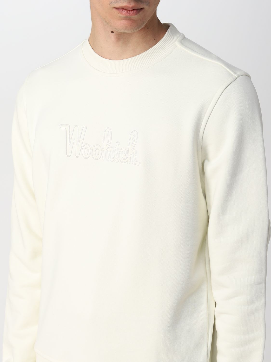 Felpa Woolrich: Felpa Woolrich in misto cotone con logo bianco 3