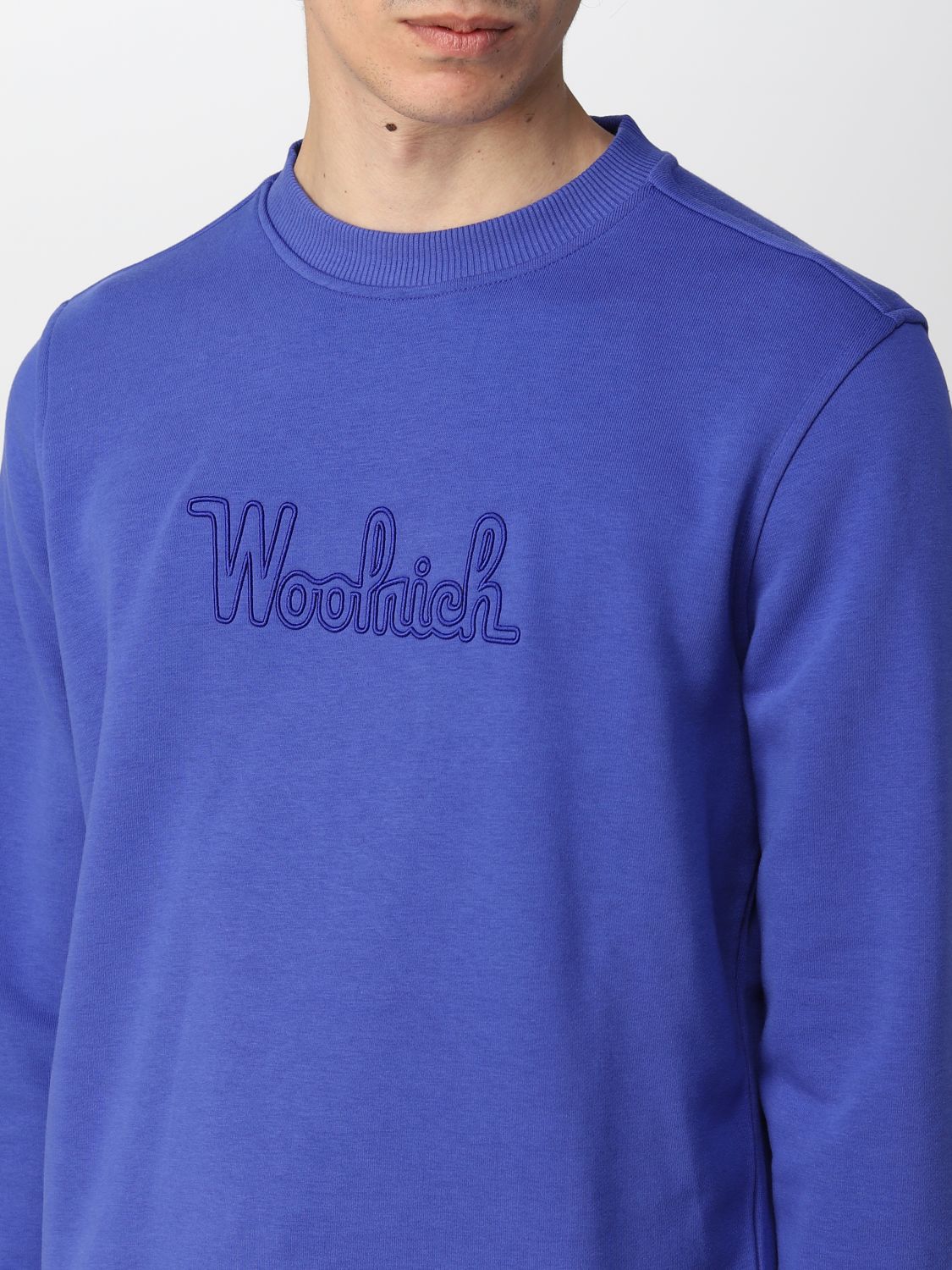 Felpa Woolrich: Felpa Woolrich in misto cotone con logo blue 1 3