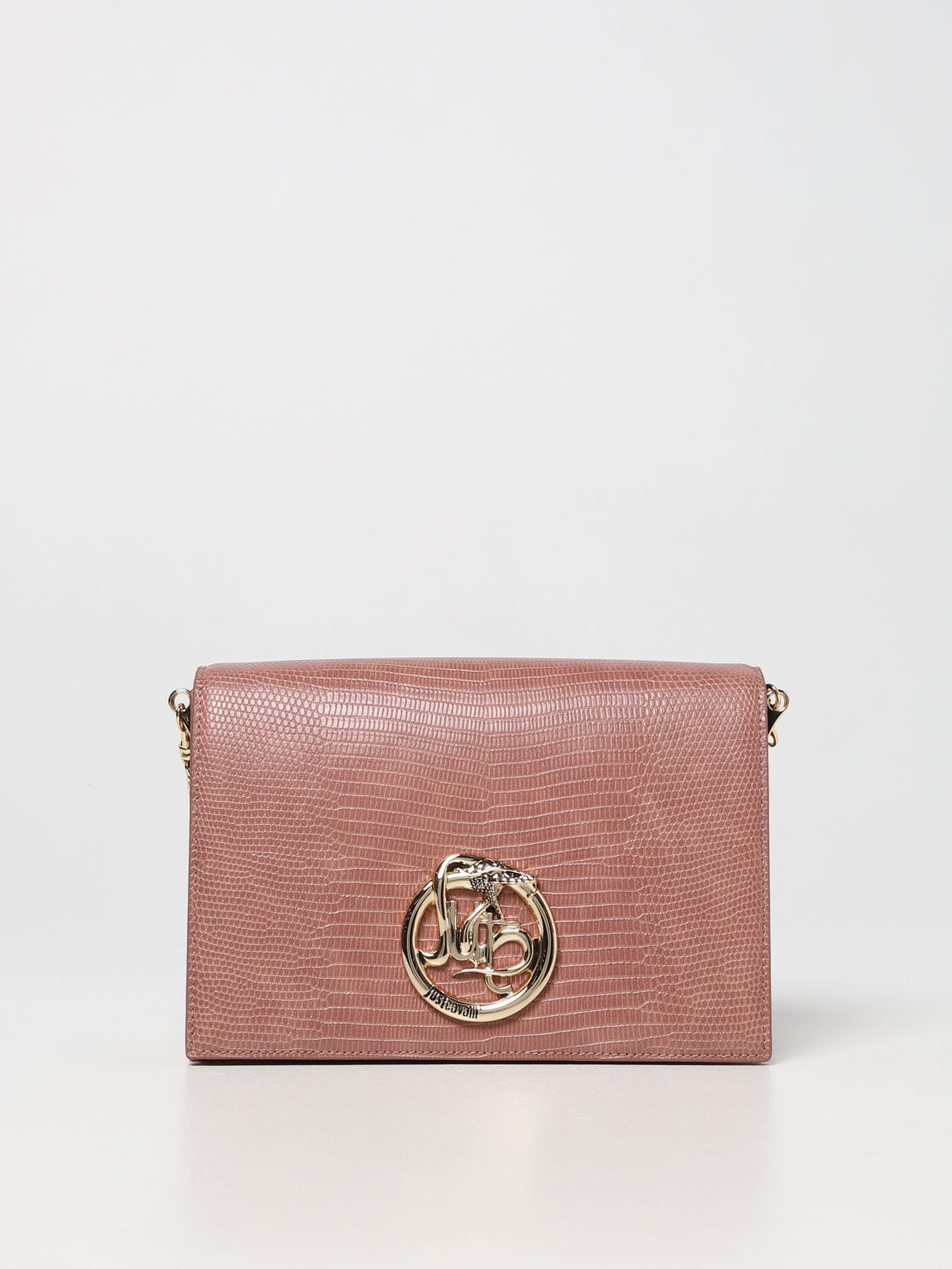 JUST CAVALLI: bag in reptile print leather - Blush Pink 