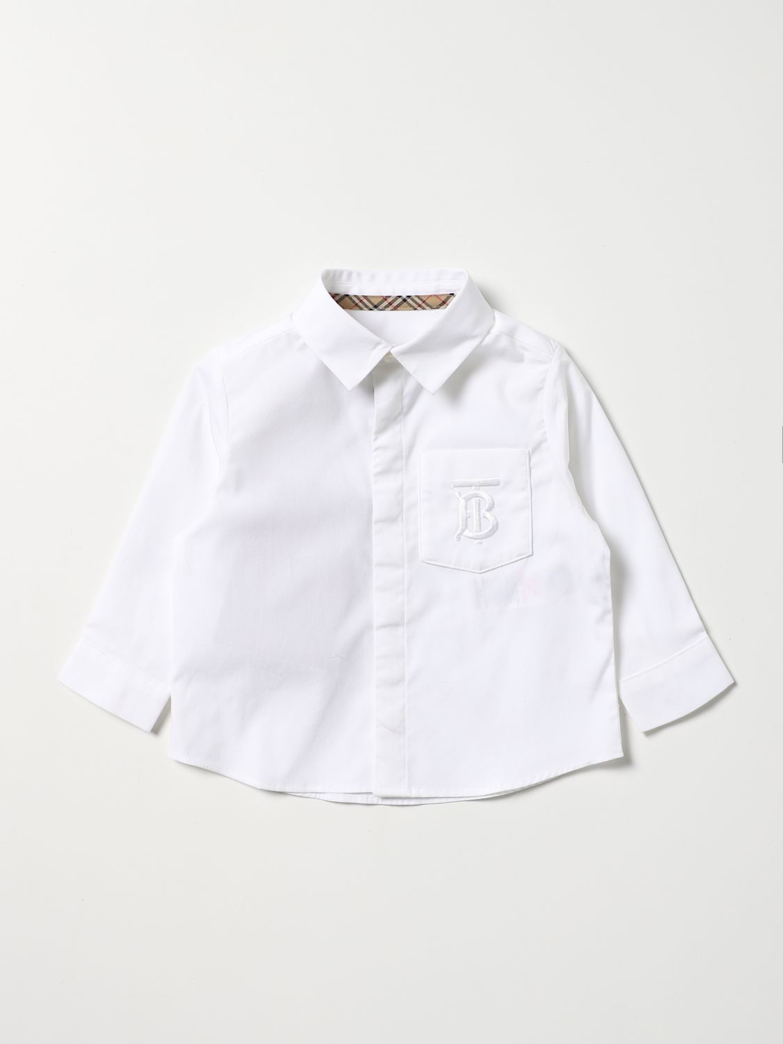 Burberry Babies' Stretch Cotton Poplin Shirt In White