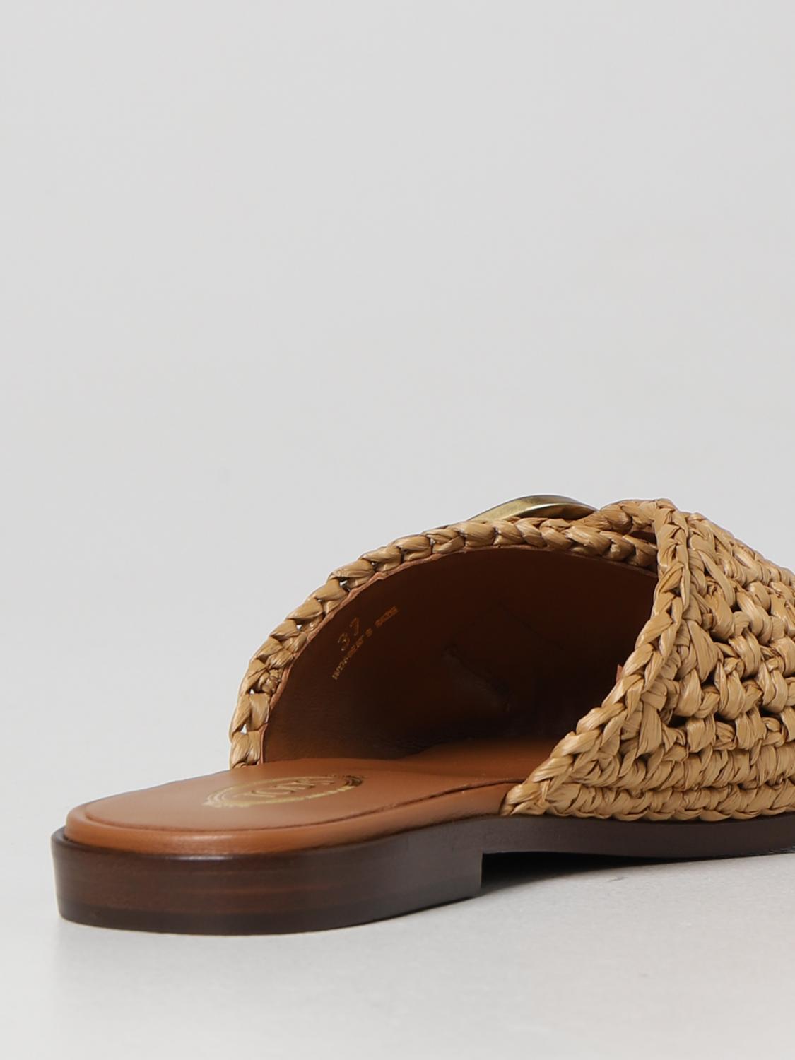 TOD'S: Sandalo in rafia - Cammello | Sandali Bassi Tod's XXW05G0FH90RDQ  GIGLIO.COM