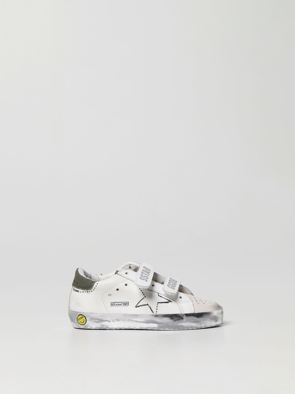 Golden Goose Kids' Old School  Trainers In Worn Leather In White