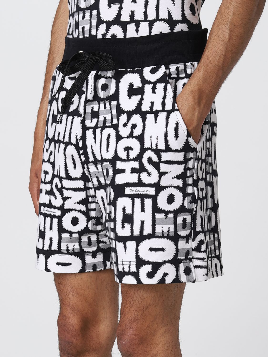 Pantaloncino Moschino Underwear: Pantaloncino jogging Moschino Underwear con logo all over nero 4